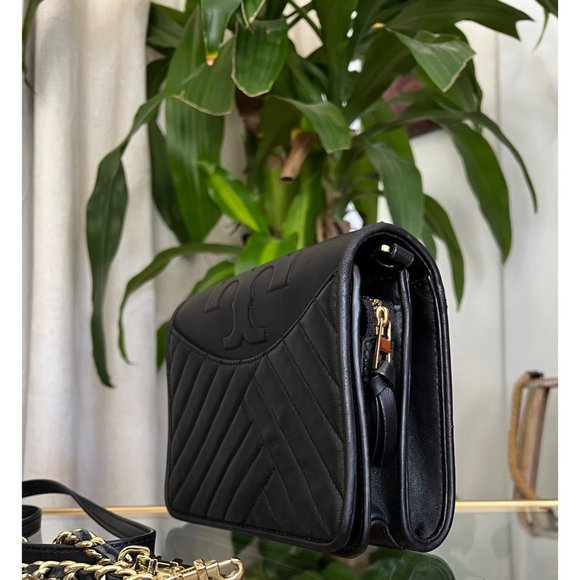 ♦️♦️ AUTHENTIC TORY BURCH BLACK FLEMING/ALEXA HANDBAG ♦️♦️ - Picture 4 of 16